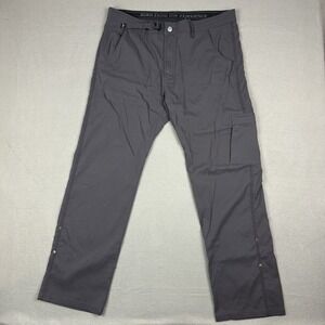 Prana Pants‎ Mens 38x32 Black Stretch Roll Up Hem Belted Hiking Nylon Spandex
